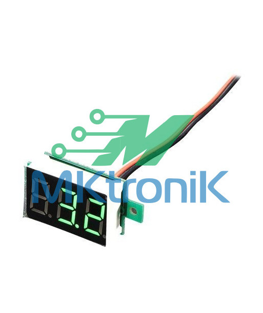 MINI VOLTIMETRO DISPLAY 7 SEG 0.28" / 2 CABLES DE CONEXION / 3V - 30V