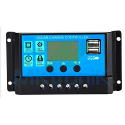 CONTROLADOR DE CARGA SOLAR 30A 12V/24V / PWM / LCD / USB 5V