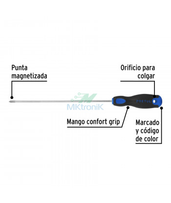 DESARMADOR DE CRUZ 1/8" X 4" MANGO CONFORT GRIP / PRETUL