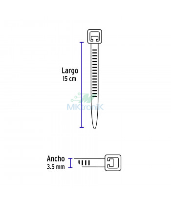 PAQUETE 100 CINCHOS DE PLASTICO 15CM / 40 lb, 150 x 3.5 mm / ROJO