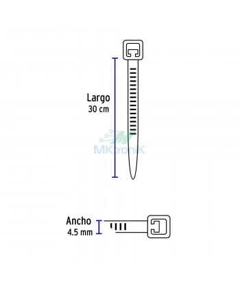 CINCHOS DE PLASTICO 30CM / 50 lb, 300 x 4.5 mm / AZUL