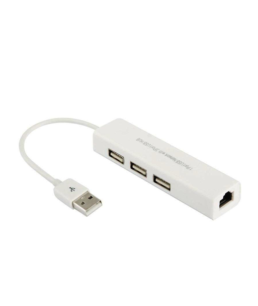 ADAPTADOR USB ETHERNET Y HUB CON 3 PUERTOS USB / RED LAN RJ45 A USB 2.0