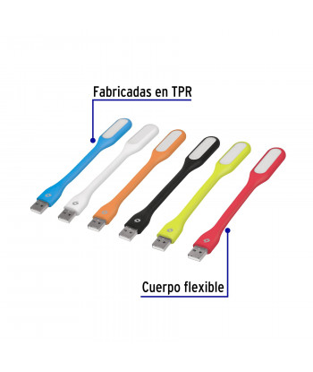 MINI LAMPARA FLEXIBLE DE 5 LEDS 1W PARA PUERTO USB / VOLTECK