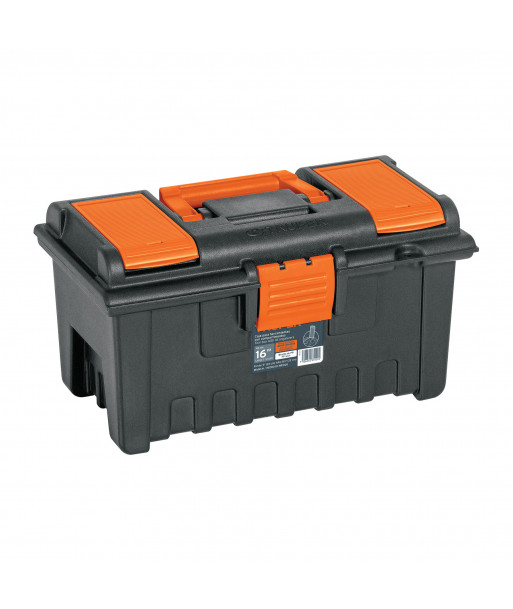 CAJA PLASTICA 16" CON COMPARTIMENTOS, NARANJA / PORTA HERRAMIENTAS / ORGANIZADOR